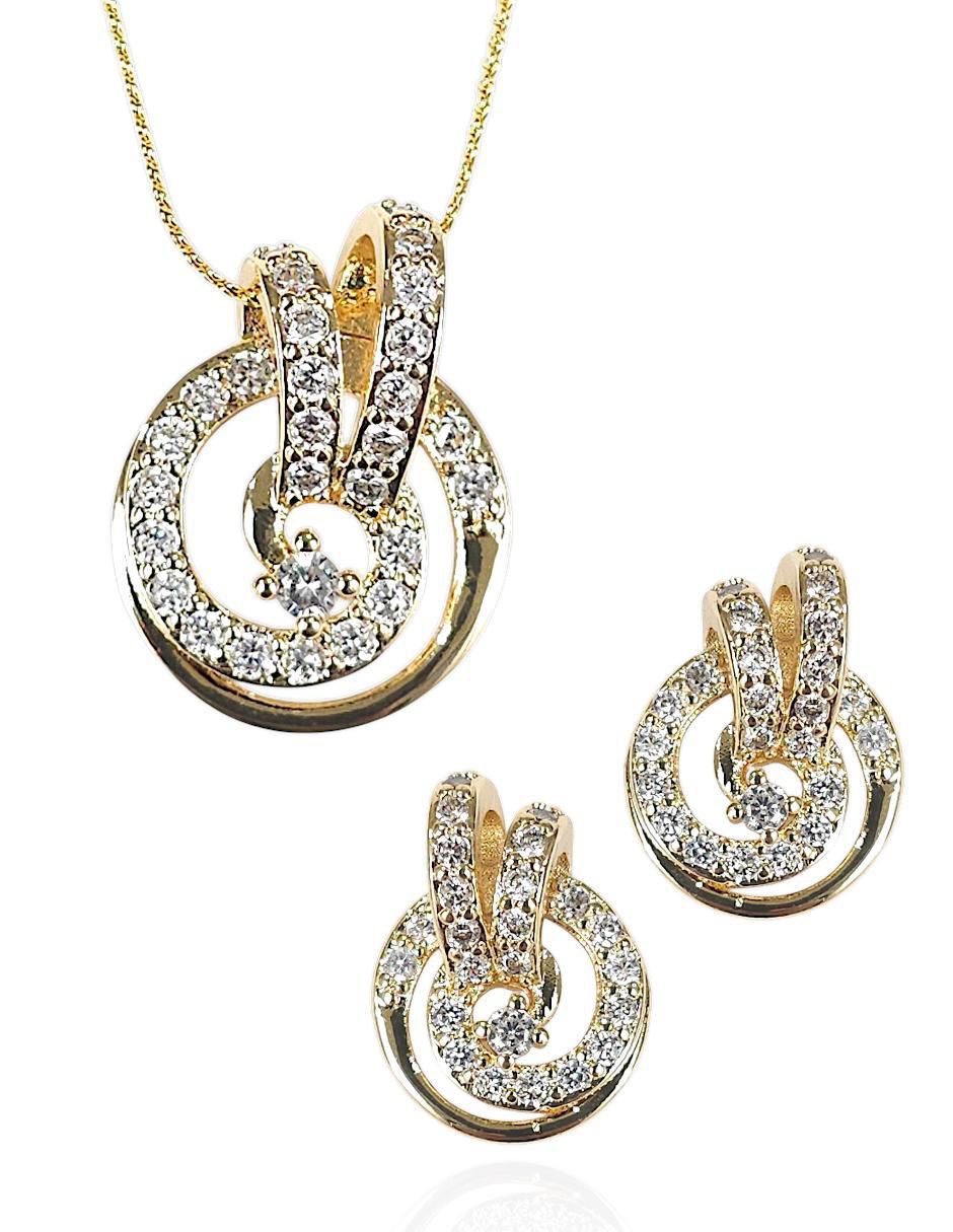 Aretes y collar 18 k zirconia Aretes y collar 18 k zirconia