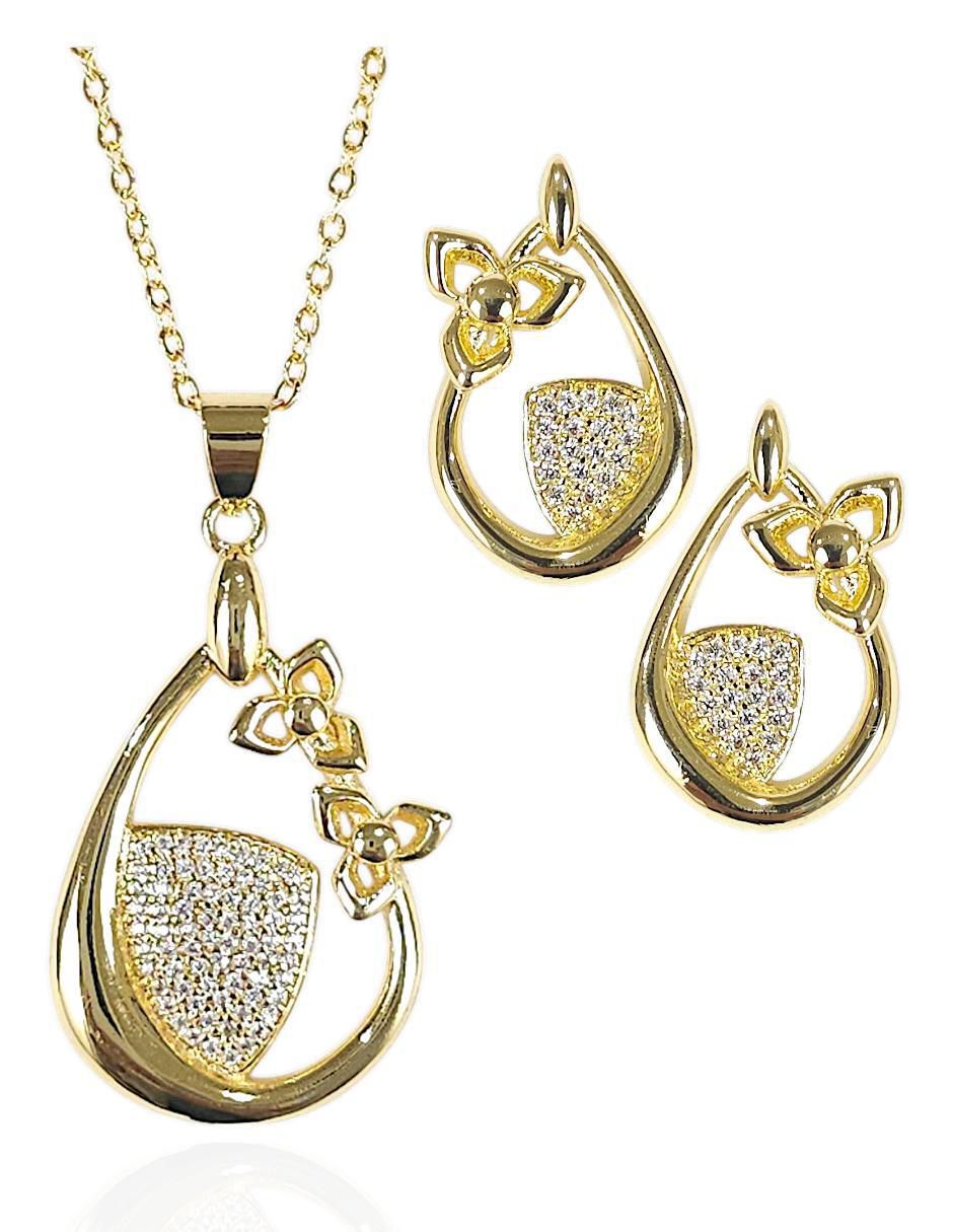 Aretes y collar 18 k zirconia 1