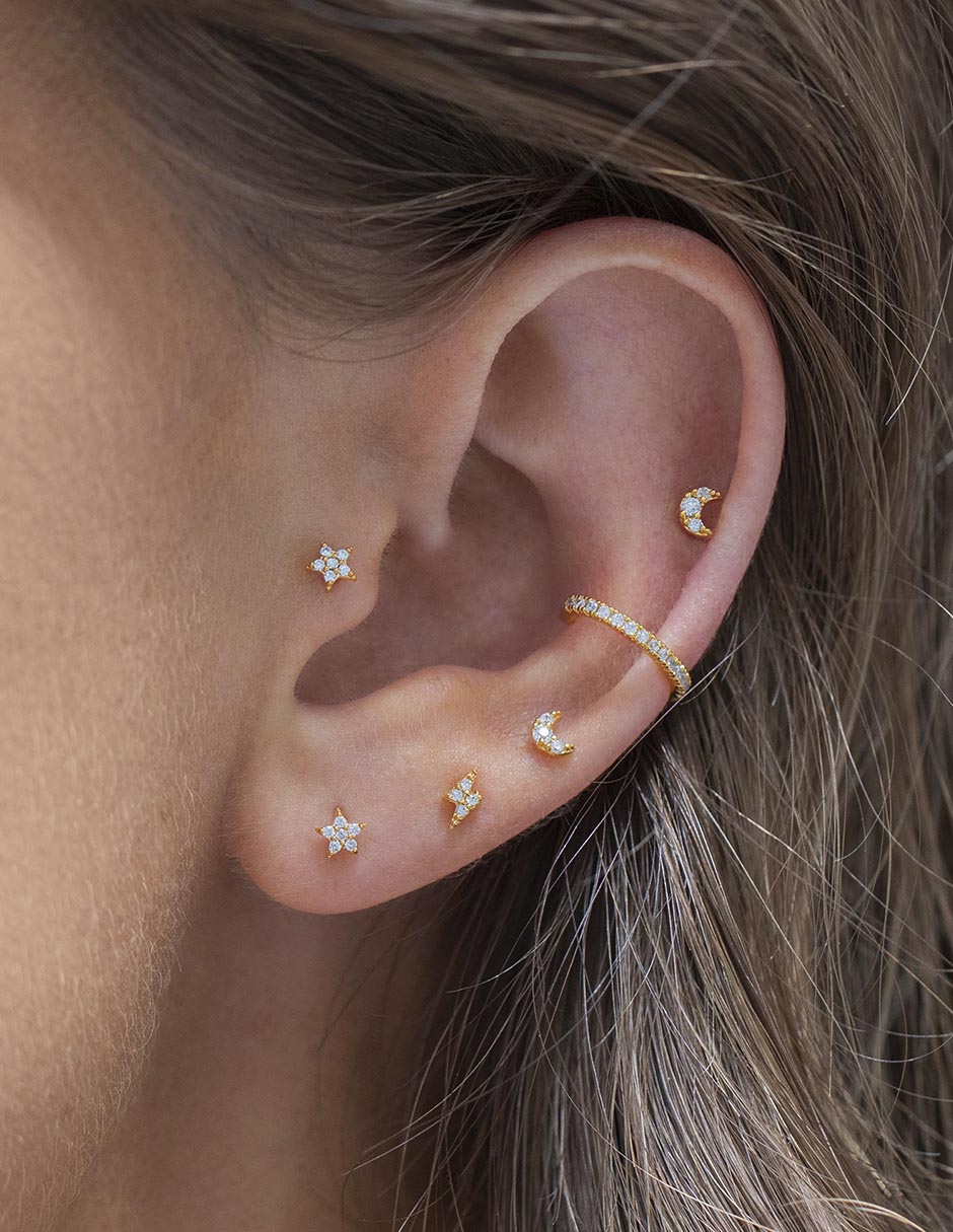 Set de aretes Galaxy 18 K con acabado chapa de oro zirconia cúbica 2
