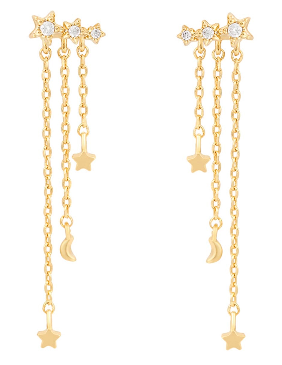 Aretes largos 18 k con acabado chapa de oro Aretes largos 18 k con acabado chapa de oro
