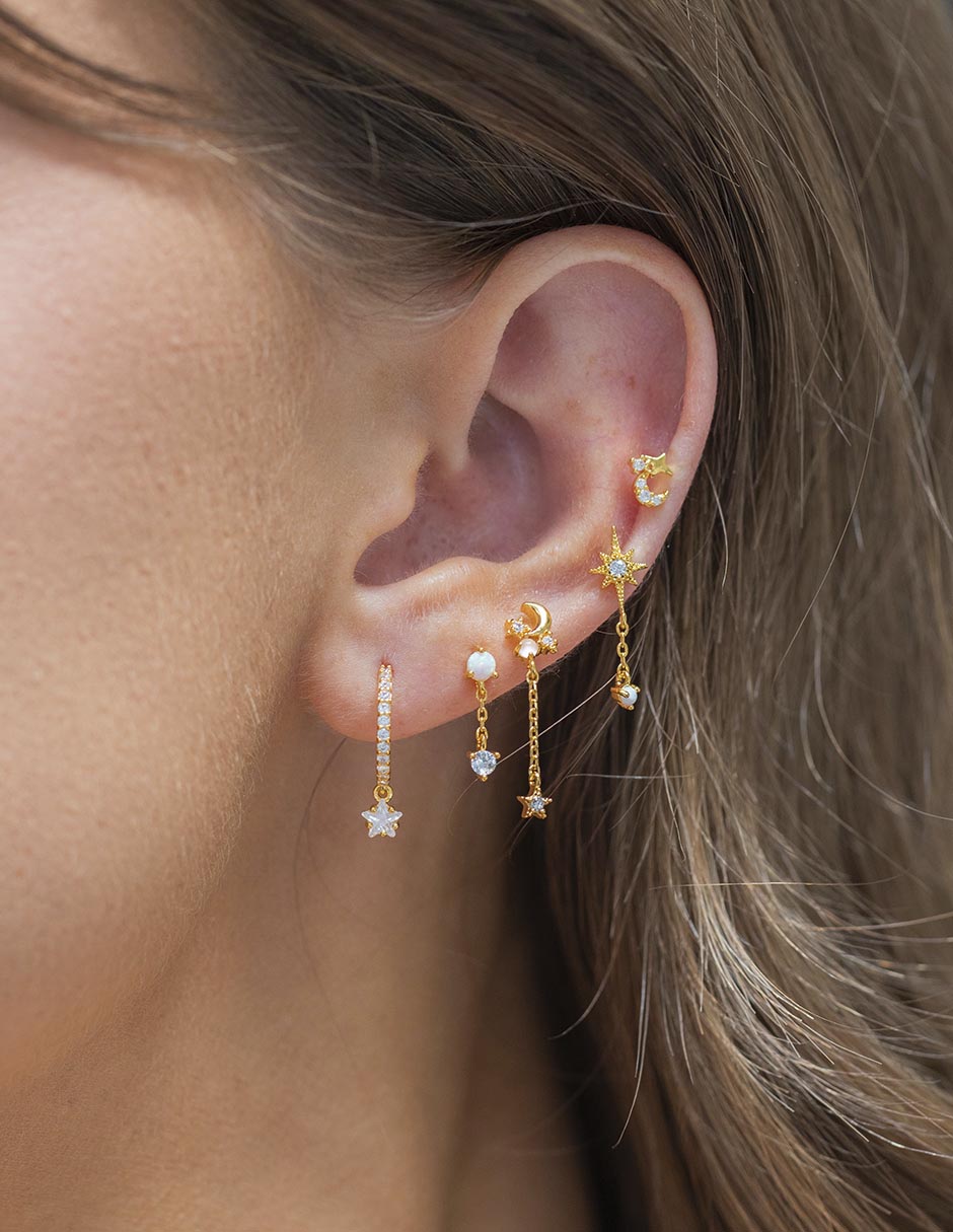 Set ear cuff Twinkle Opal 18 k con acabado chapa de oro zirconia cúbica 2
