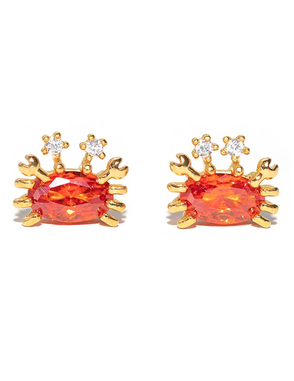 Aretes cortos de cangrejo 18 k con acabado chapa de oro Aretes cortos de cangrejo 18 k con acabado chapa de oro