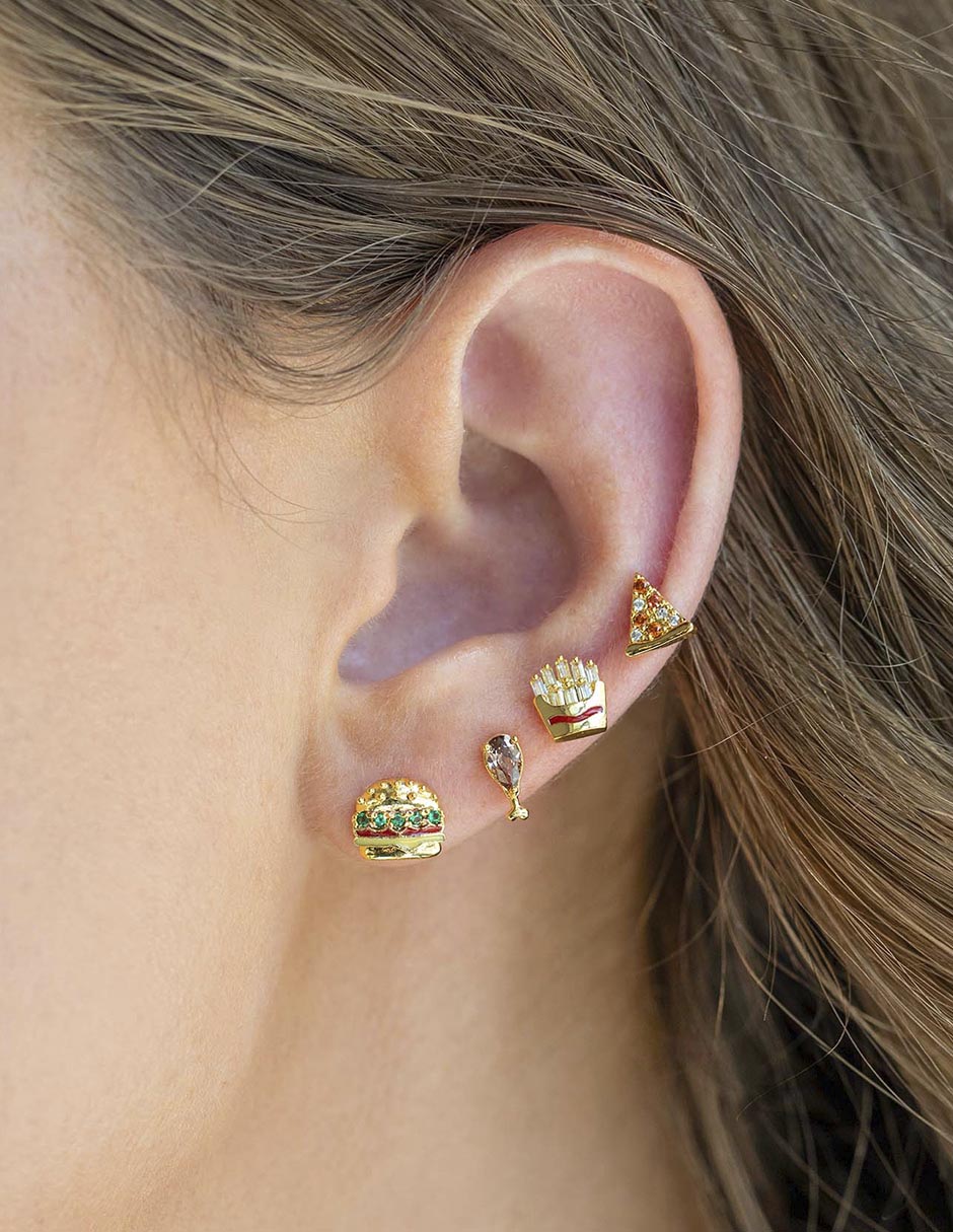 Set ear cuff Lunch 18 k con acabado chapa de oro zirconia cúbica 2