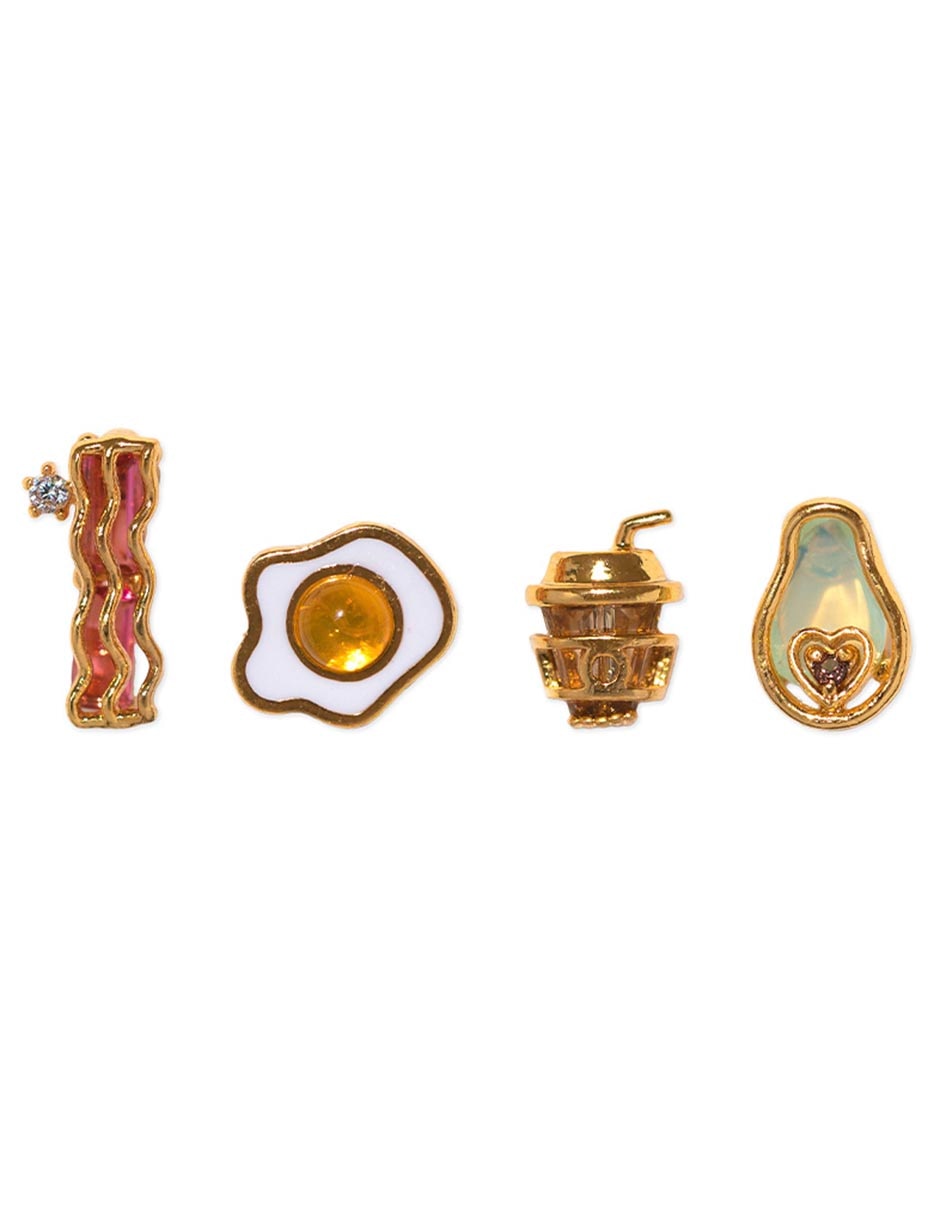 Set de aretes Food 18 K con acabado chapa de oro zirconia cúbica