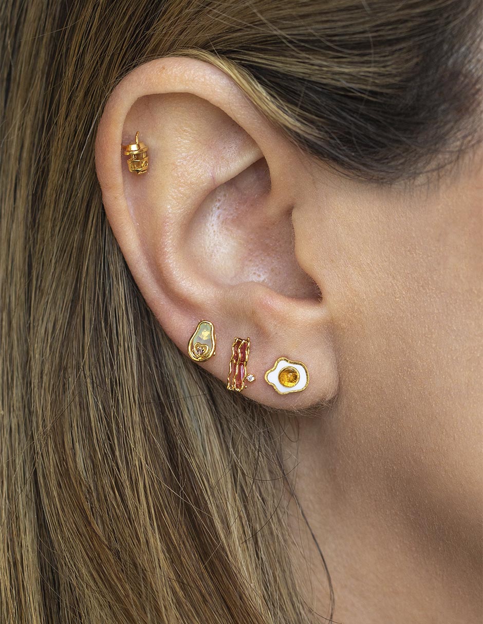 Set de aretes Food 18 K con acabado chapa de oro zirconia cúbica 2