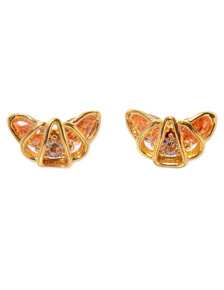 Aretes cortos de croissant 18 k con acabado chapa de oro