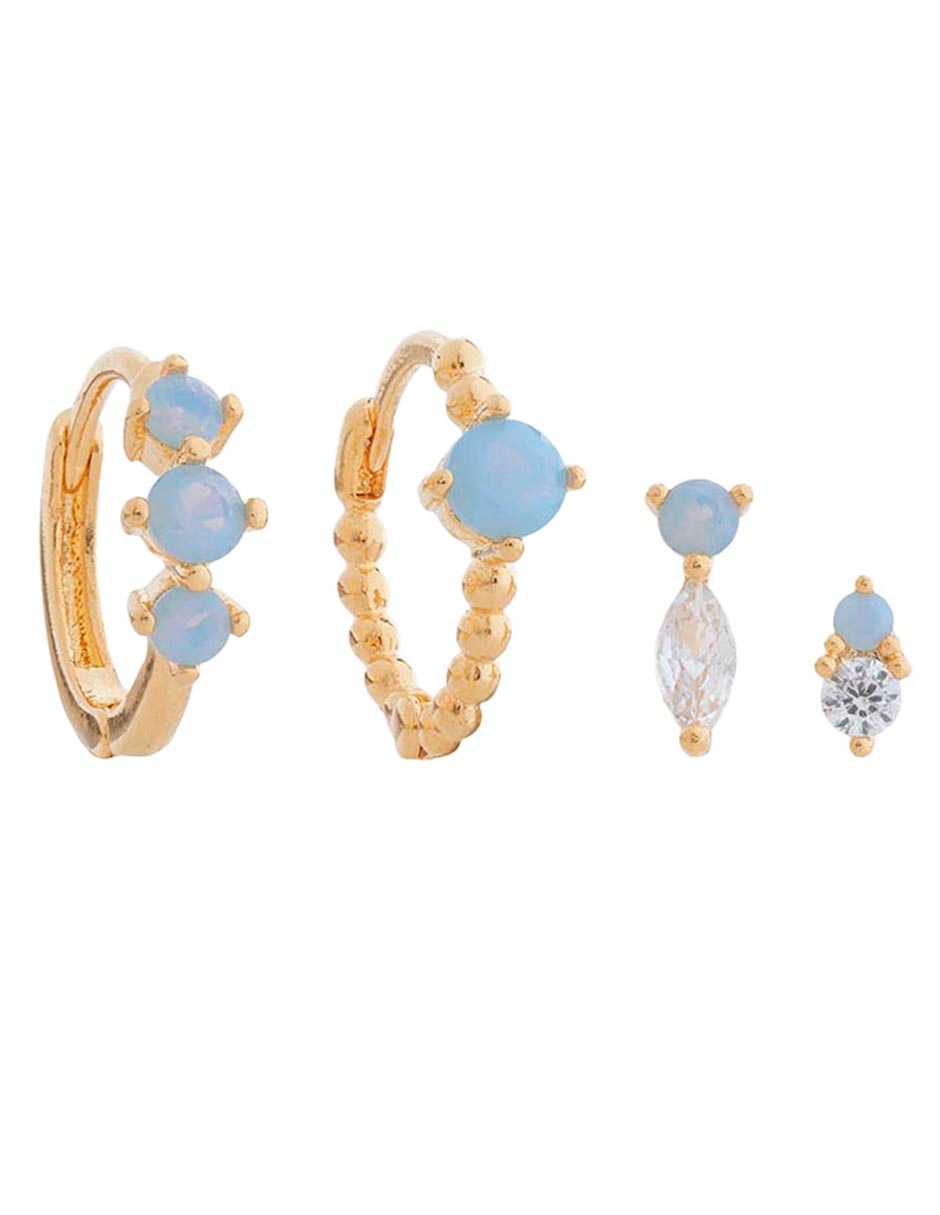 Set de aretes Essentials 18 k con acabado chapa de oro zirconia cúbica