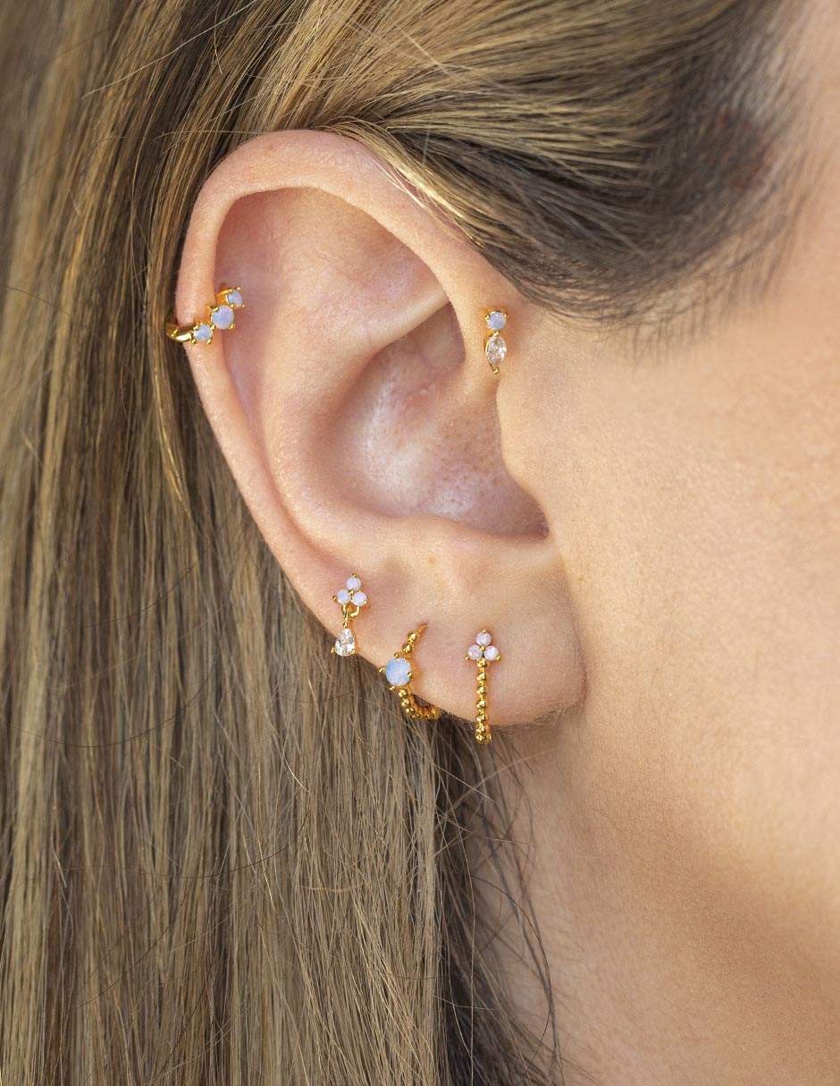 Set de aretes Essentials 18 k con acabado chapa de oro zirconia cúbica 2