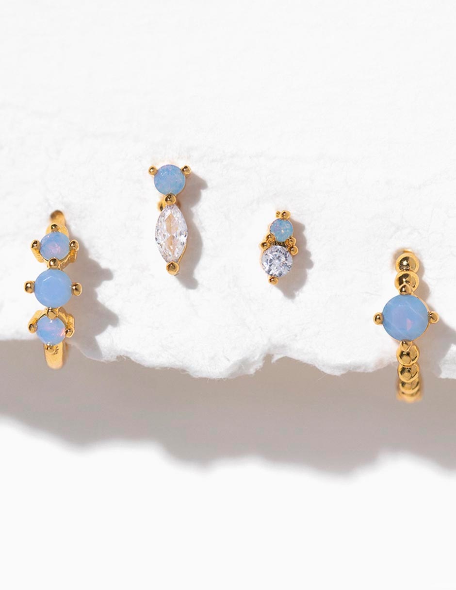Set de aretes Essentials 18 k con acabado chapa de oro zirconia cúbica 3