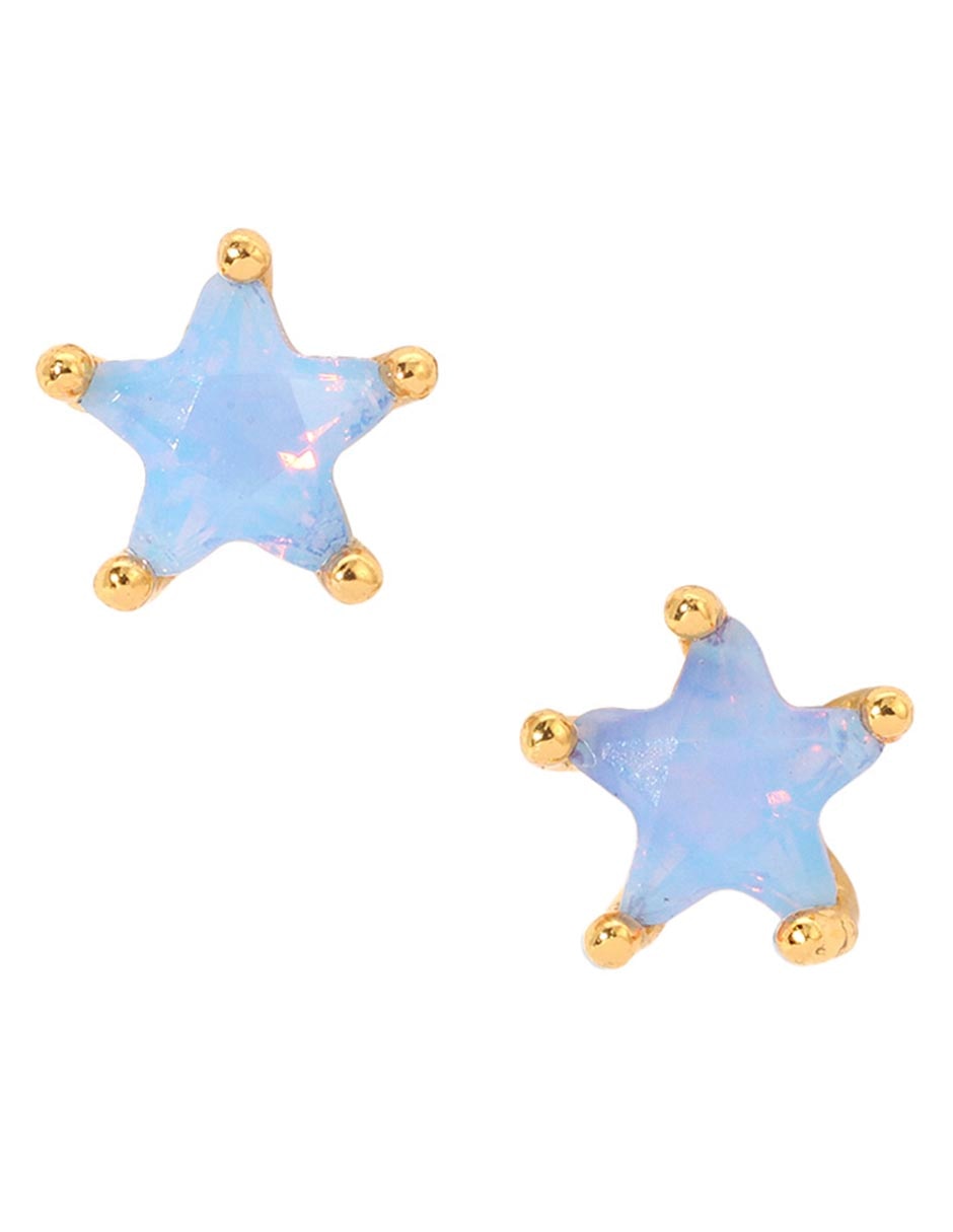 Aretes cortos de estrella Galaxy 18 K con acabado chapa de oro zirconia cúbica Aretes cortos de estrella Galaxy 18 K con acabado chapa de oro zirconia cúbica