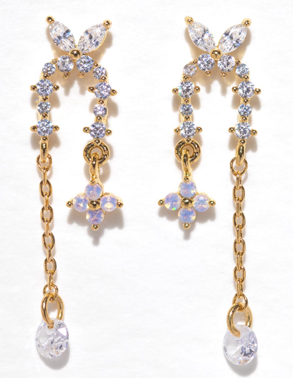 Aretes largos 18 k con acabado chapa de oro 2