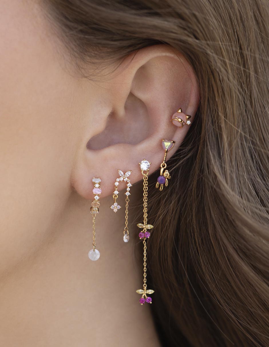 Aretes largos 18 k con acabado chapa de oro 3