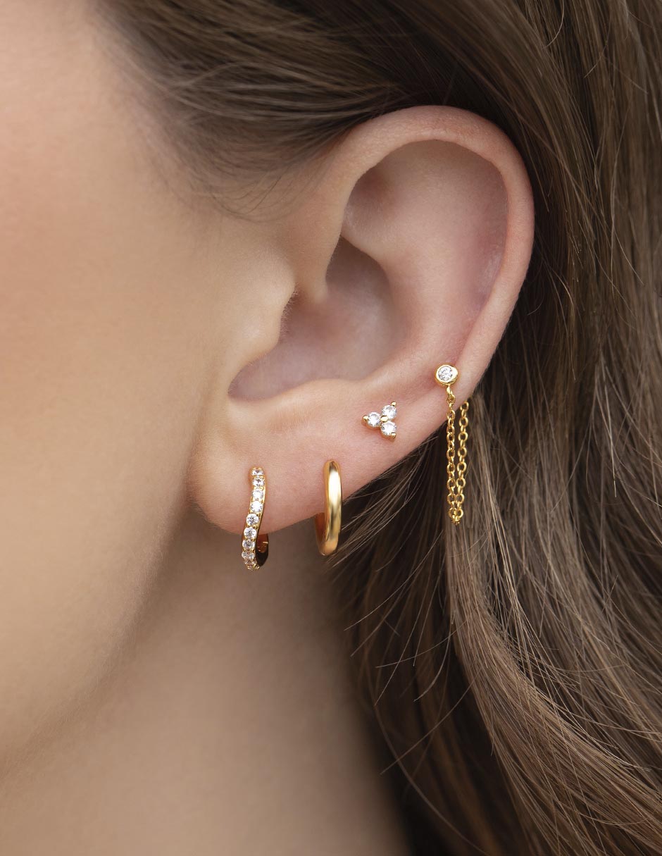 Set de aretes con acabado chapa de oro 18 K zirconia 4