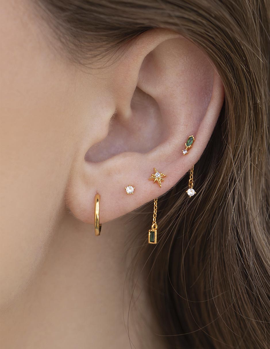 Set de aretes Classic 18 K con acabado chapa de oro zirconia cúbica 3