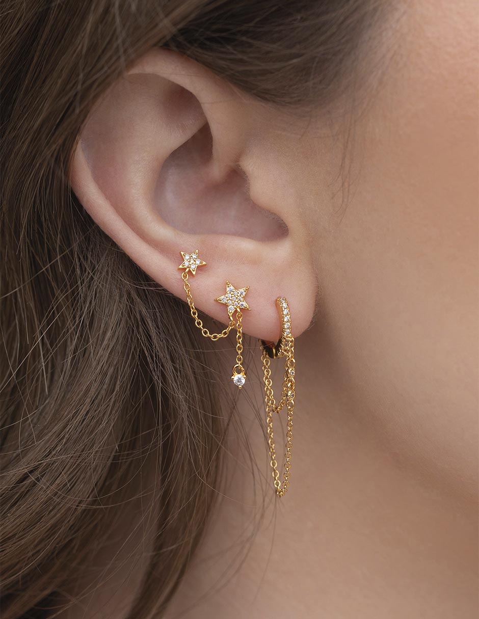 Piercing de estrella 18 k con acabado chapa de oro 3