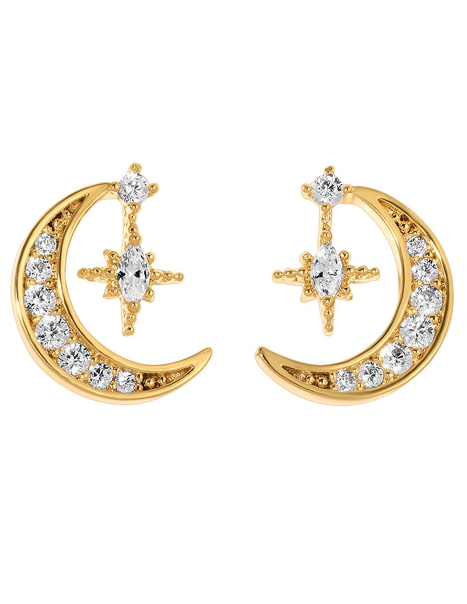 Aretes cortos 18 k con acabado chapa de oro