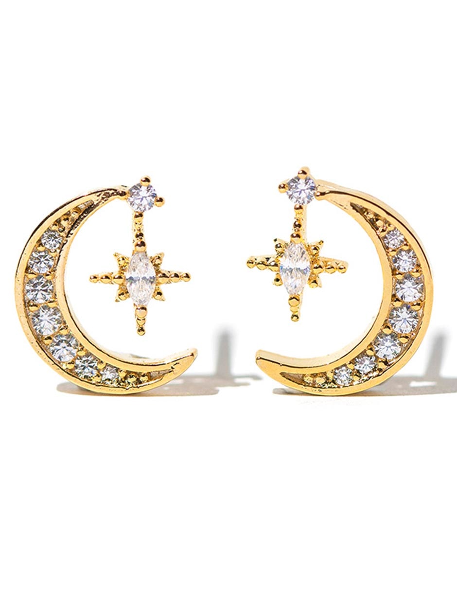 Aretes cortos 18 k con acabado chapa de oro 2