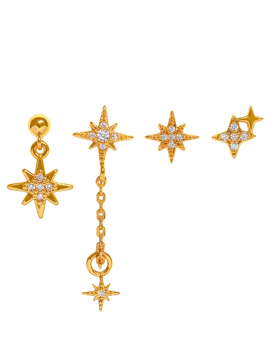Set de aretes 18 K con acabado pavé zirconia cúbica