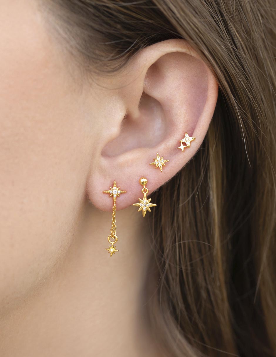 Set de aretes 18 K con acabado pavé zirconia cúbica 3