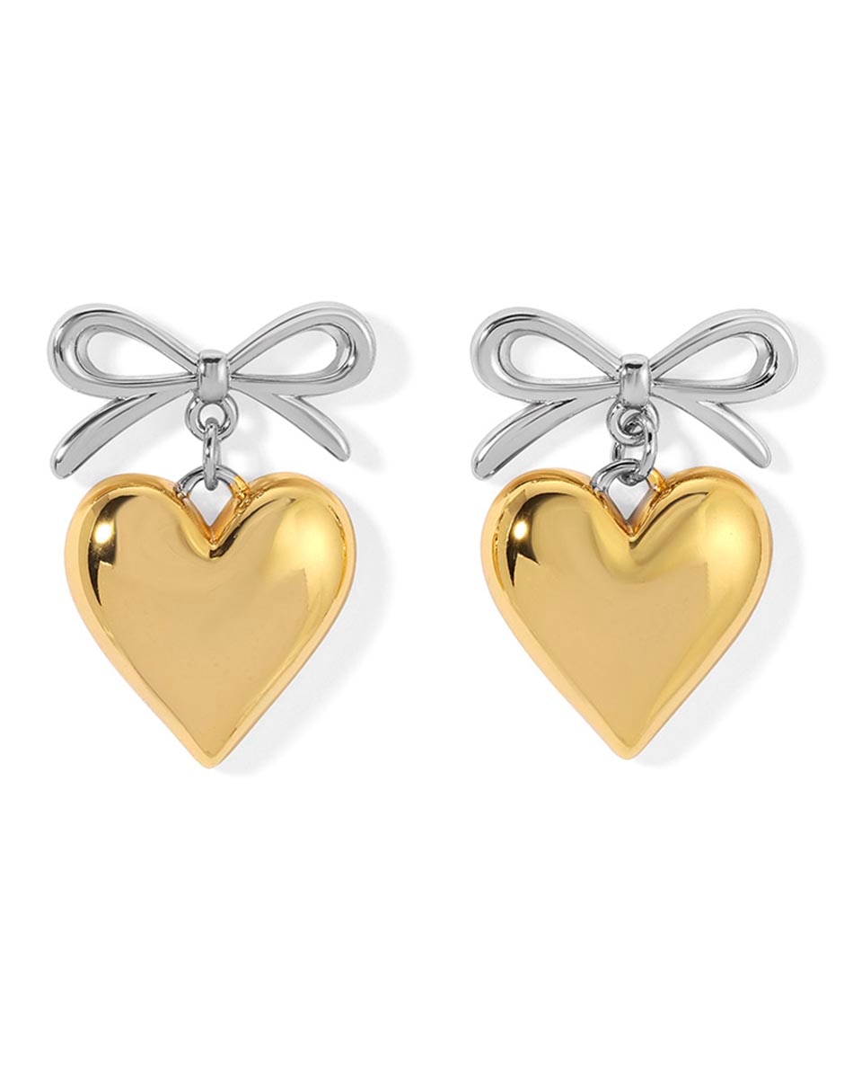 Aretes cortos de corazón Take My Heart con acabado chapa de oro 18 K Aretes cortos de corazón Take My Heart con acabado chapa de oro 18 K