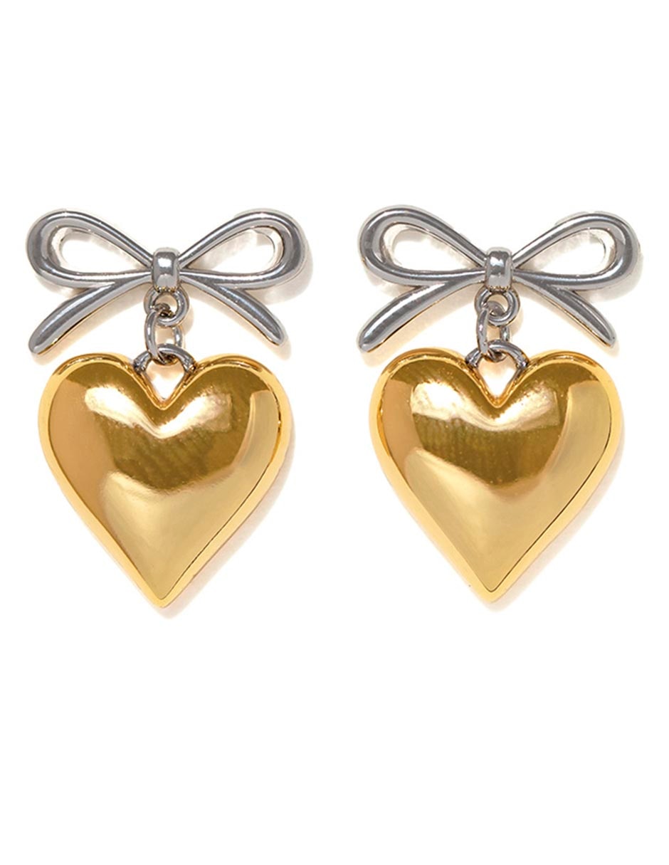Aretes cortos de corazón Take My Heart con acabado chapa de oro 18 K 3