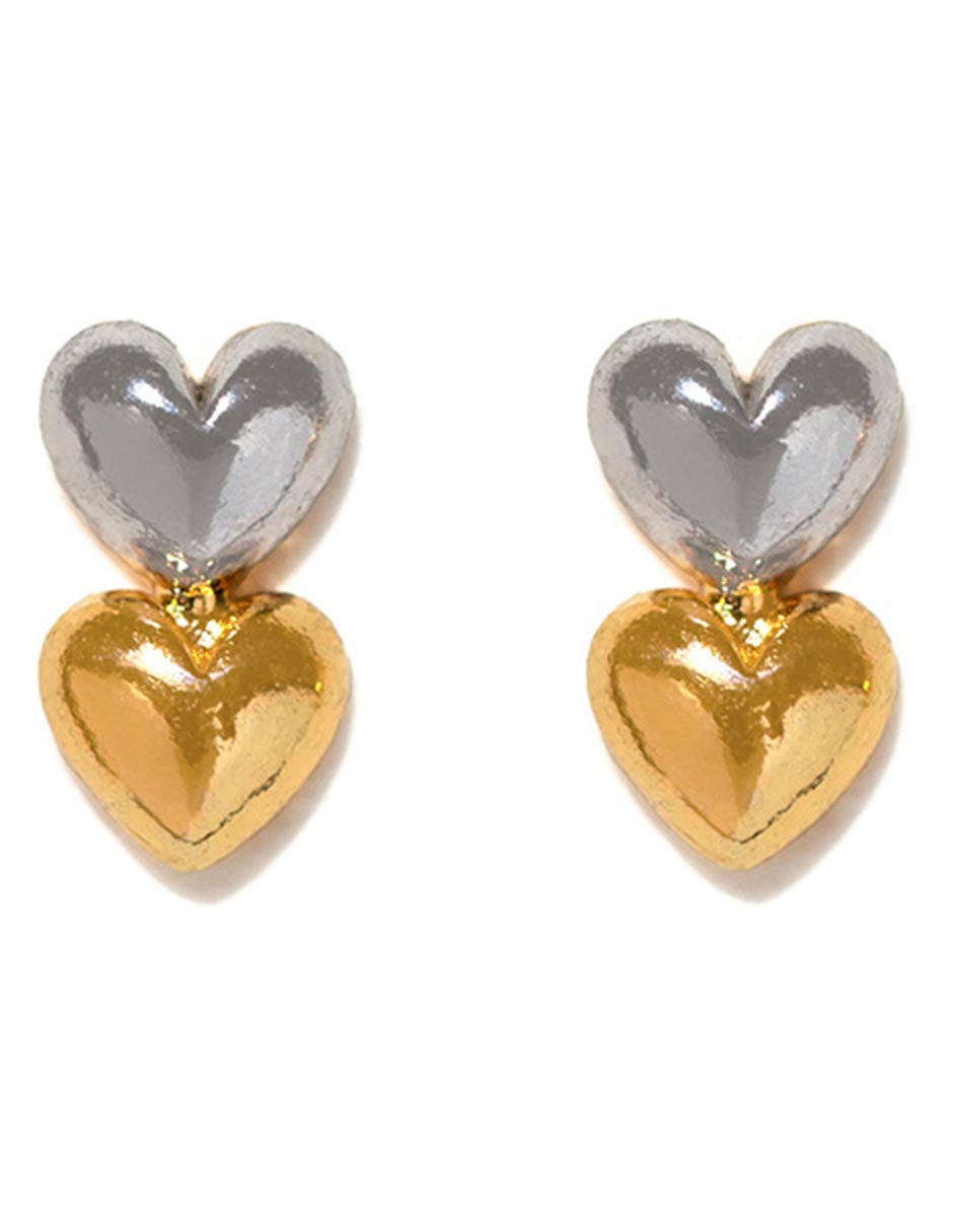 Aretes cortos de corazón Classic 18 K con acabado chapa de oro zirconia cúbica