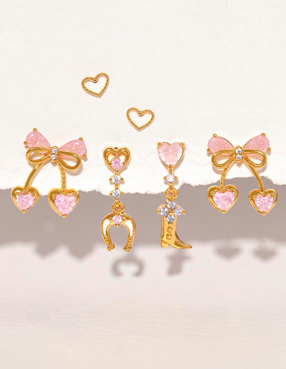 Set de aretes Garden 18 k con acabado chapa de oro 3