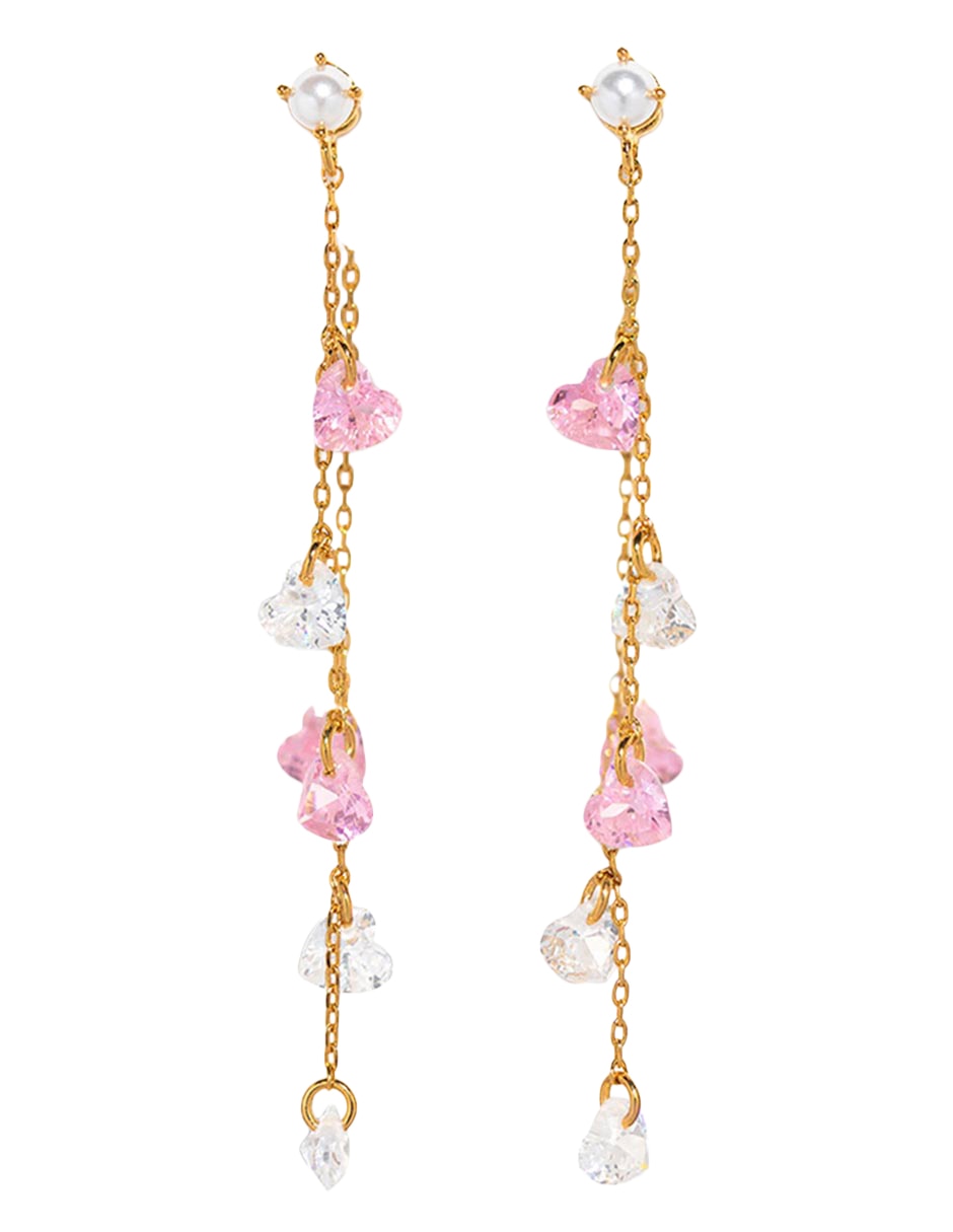 Aretes largos Shimmering Promise 18 k con acabado chapa de oro zirconia cúbica