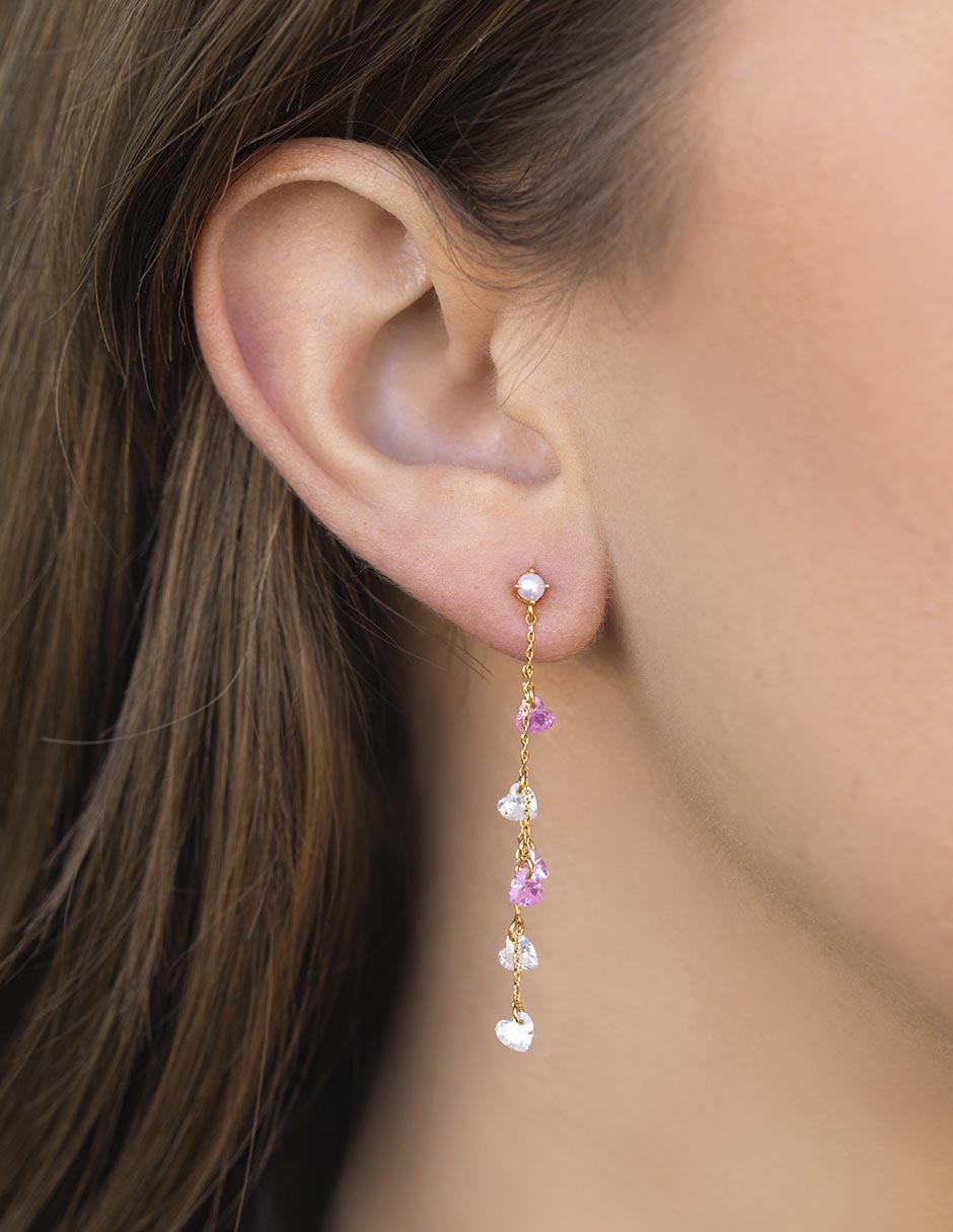 Aretes largos Shimmering Promise 18 k con acabado chapa de oro zirconia cúbica 2