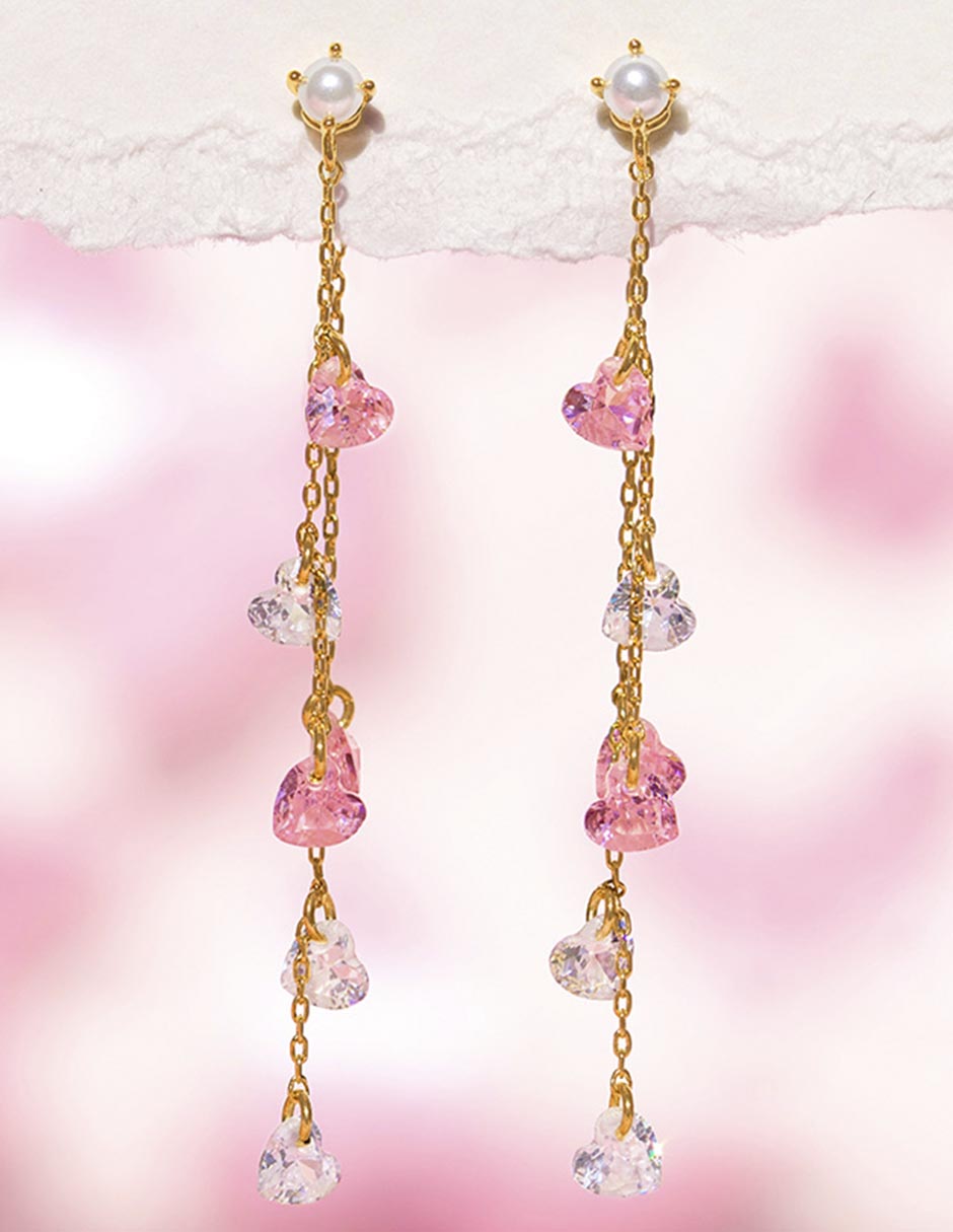 Aretes largos Shimmering Promise 18 k con acabado chapa de oro zirconia cúbica 3