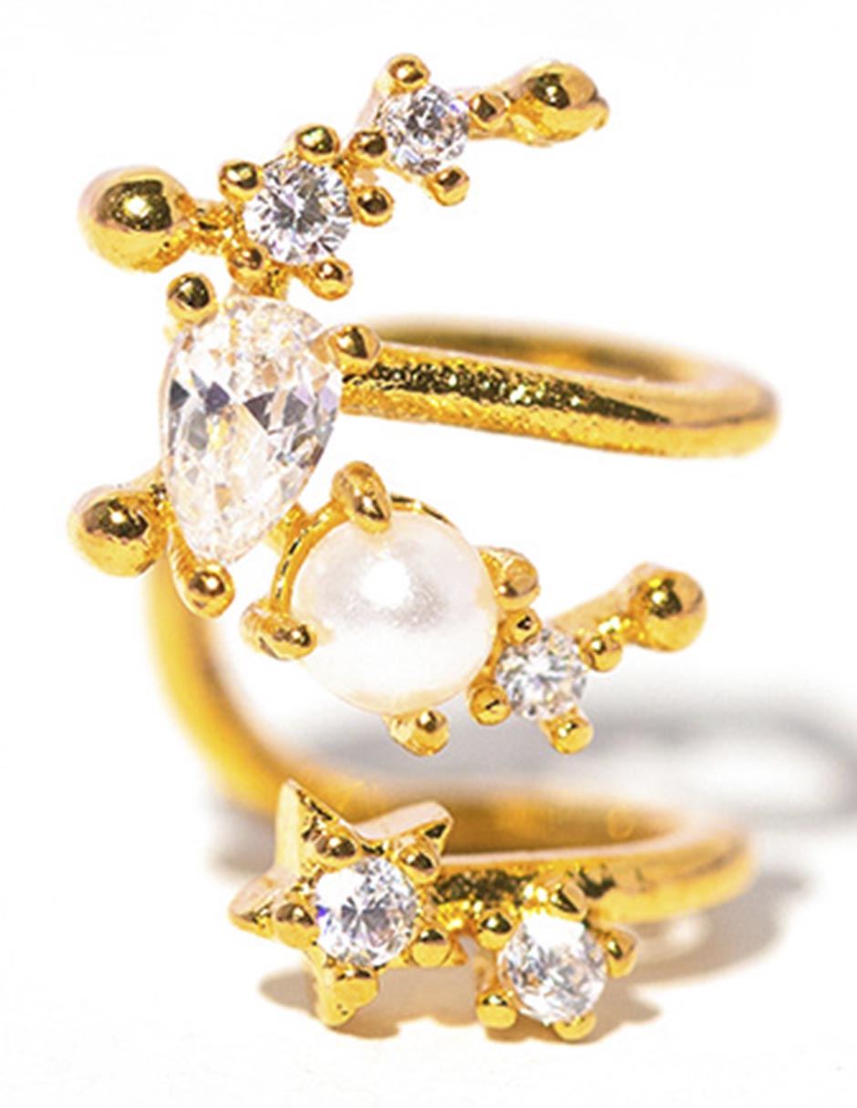 Ear cuff Moonlight 18 k con acabado chapa de oro zirconia cúbica