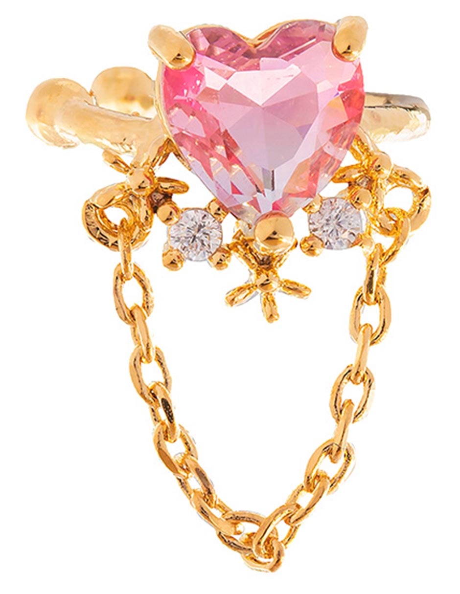 Ear cuff Love 18 K con acabado chapa de oro zincornia cúbica 2