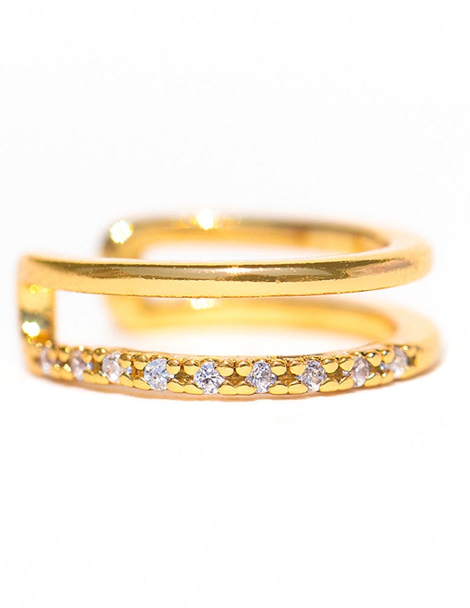 Ear cuff Golden Moments 18 k con acabado chapa de oro zirconia cúbica
