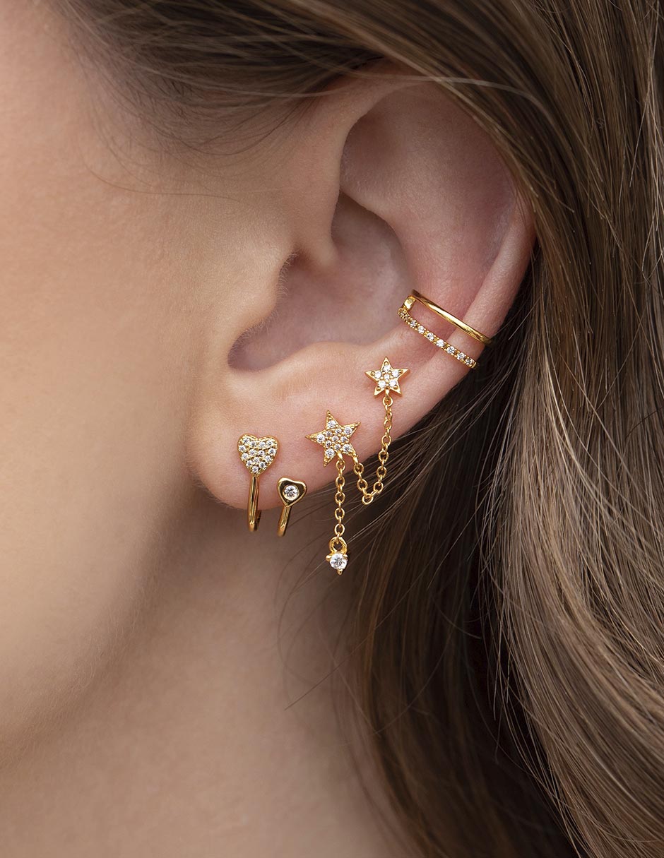 Ear cuff Golden Moments 18 k con acabado chapa de oro zirconia cúbica 2