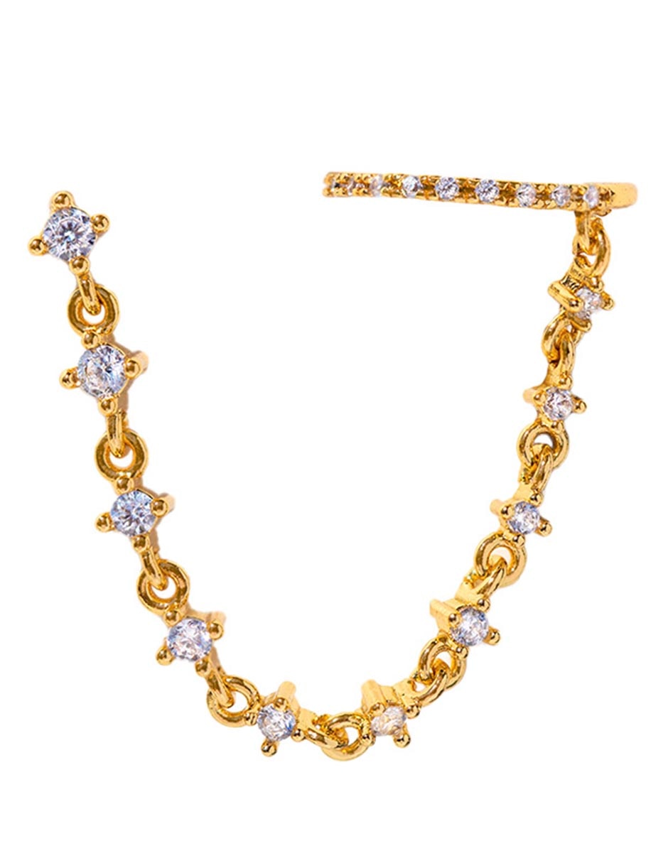 Ear cuff Star Studded 18 k con acabado chapa de oro zirconia cúbica
