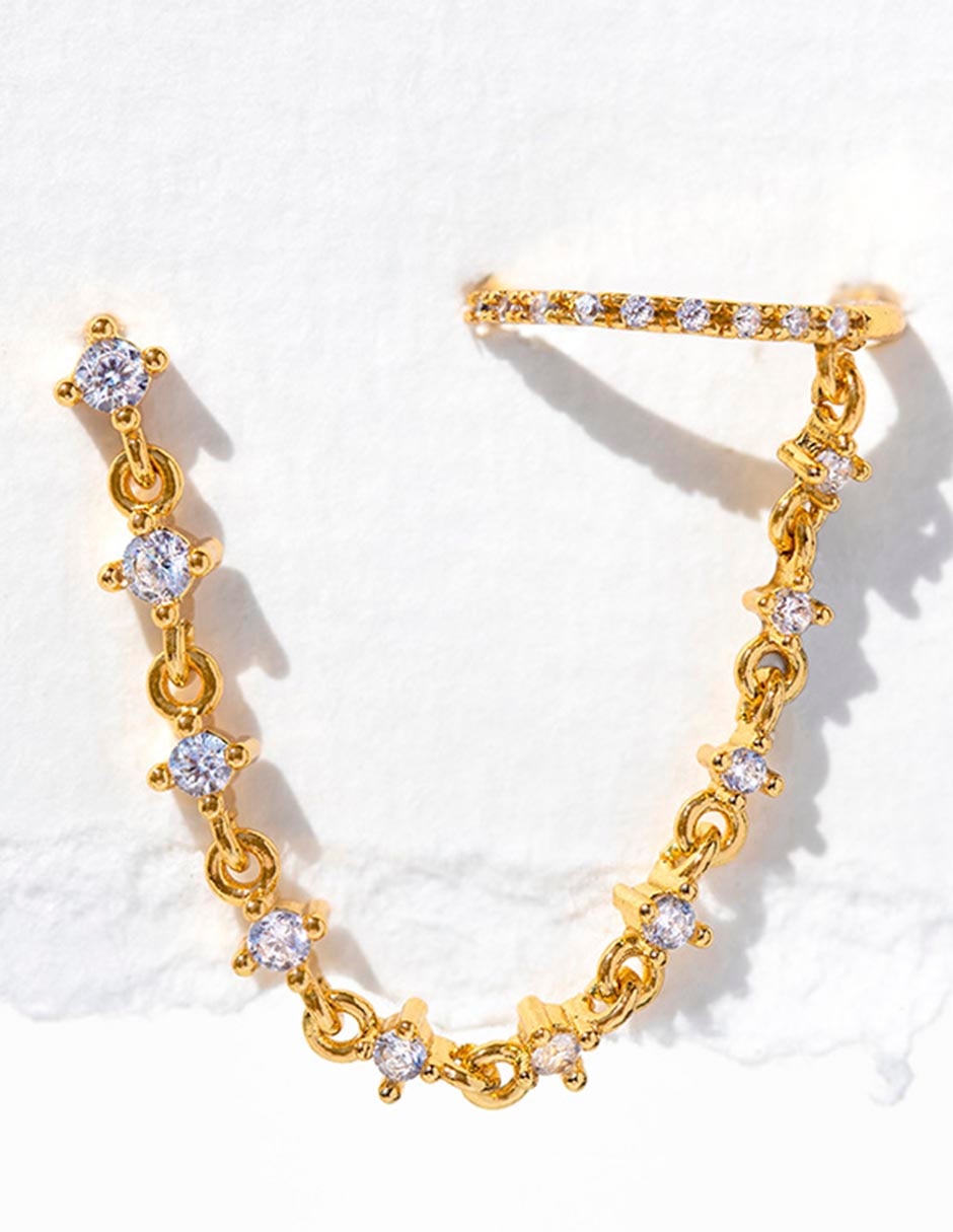 Ear cuff Star Studded 18 k con acabado chapa de oro zirconia cúbica 2