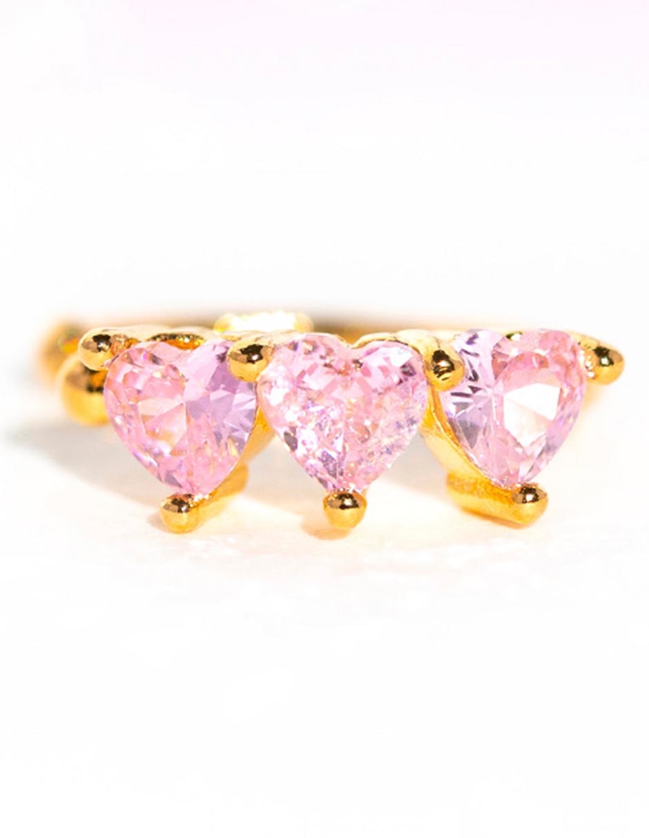 Ear cuff de corazón 18 k con acabado chapa de oro zirconia cúbica 2