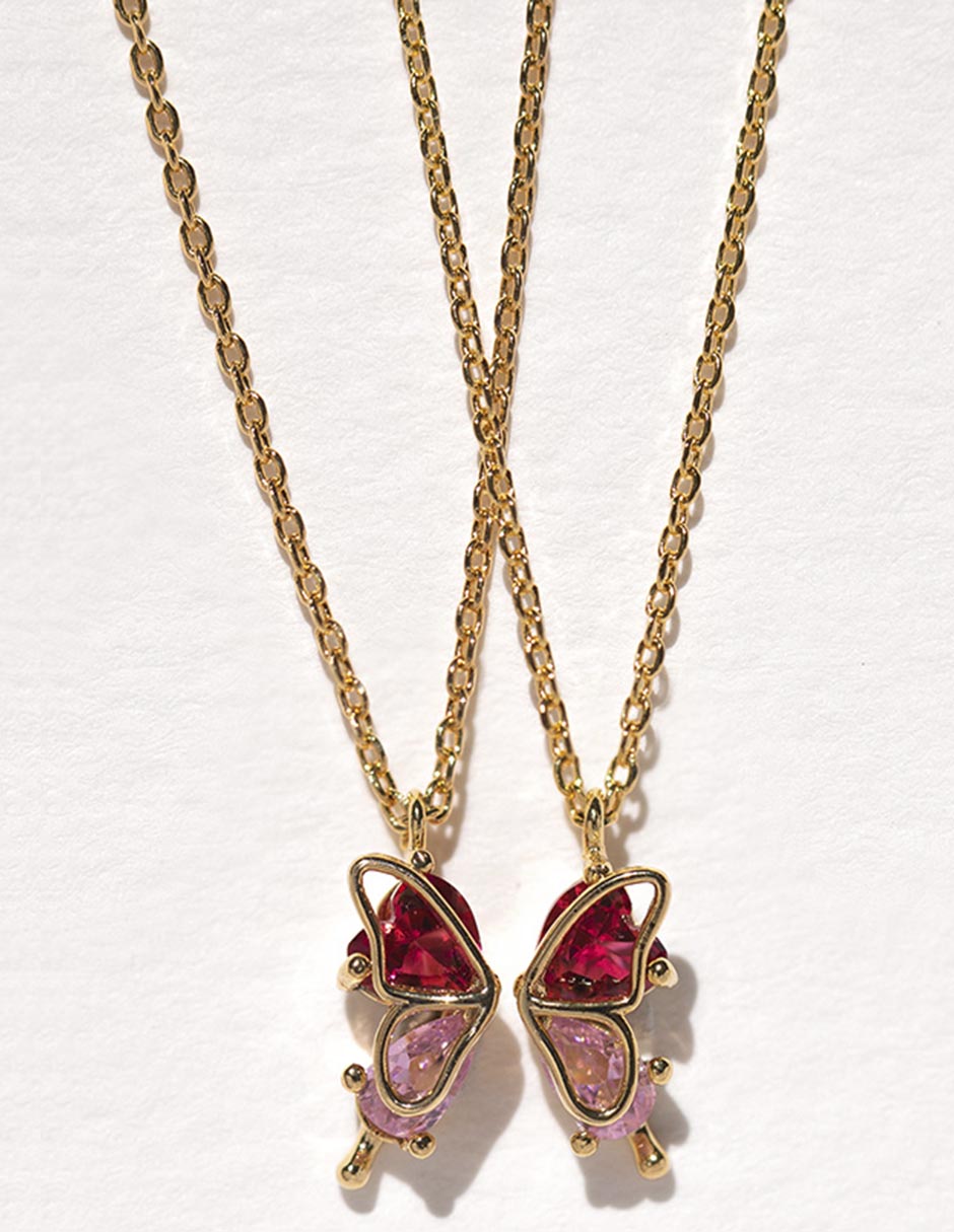 Set collar de mariposa Garden 18 K 2