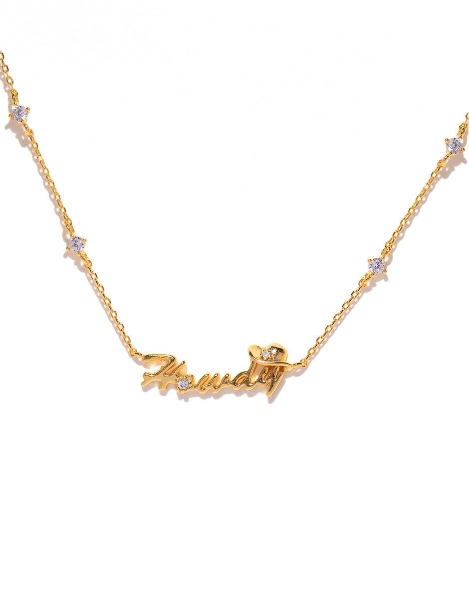 Collar de texto Howdy 18 K