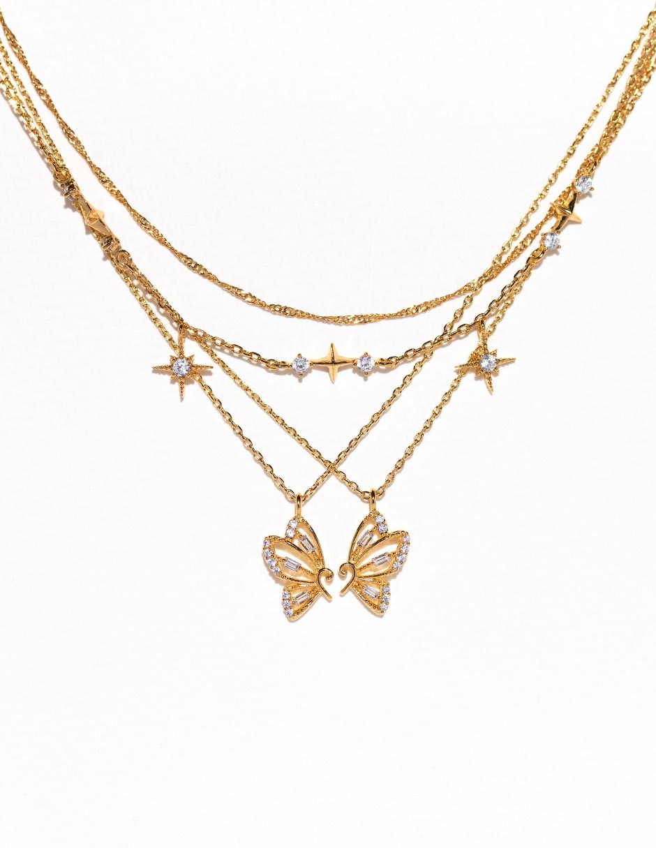 Collar con dije de mariposa Garden 18 K 2