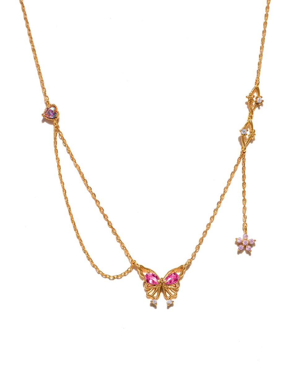 Collar Crystal Kisses Butterfly 18 K