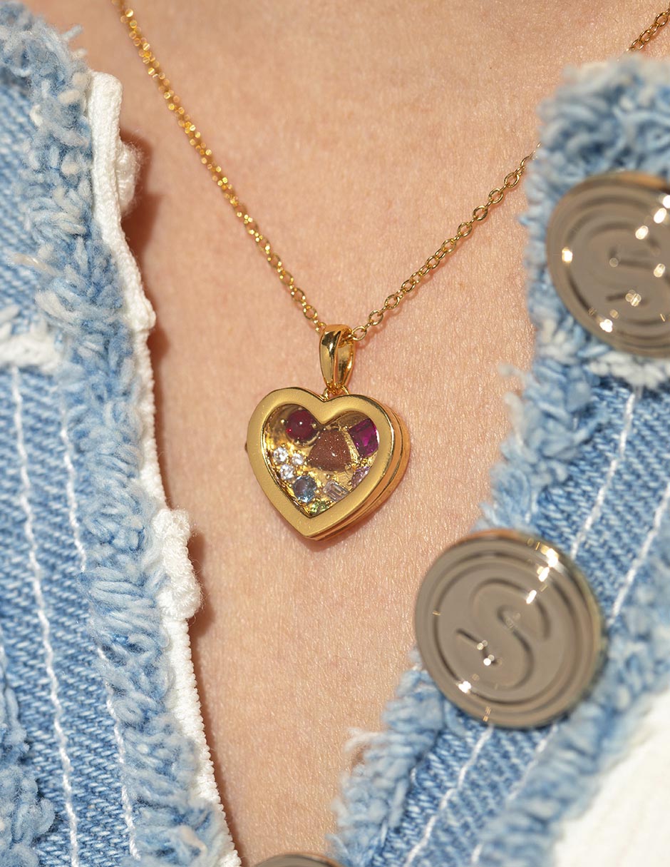 Collar con dije de corazón 18 K 2