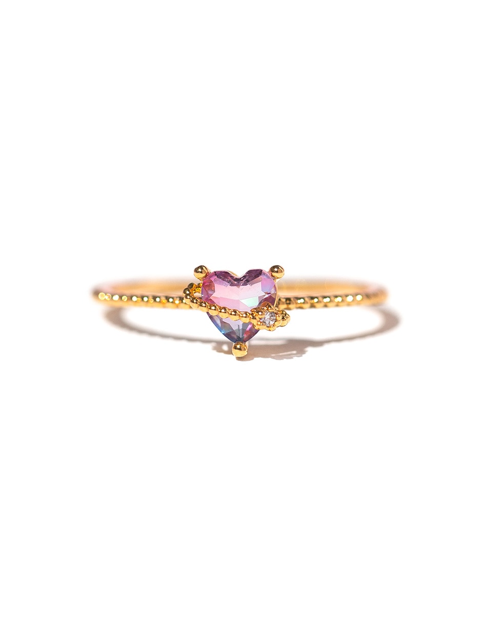 Anillo circular In Love zirconia cúbica chapa de oro
