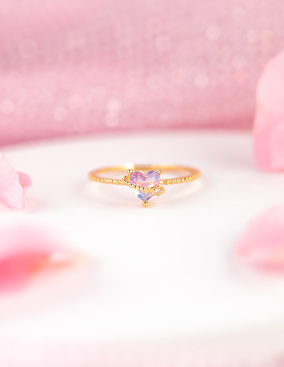 Anillo circular In Love zirconia cúbica chapa de oro 3