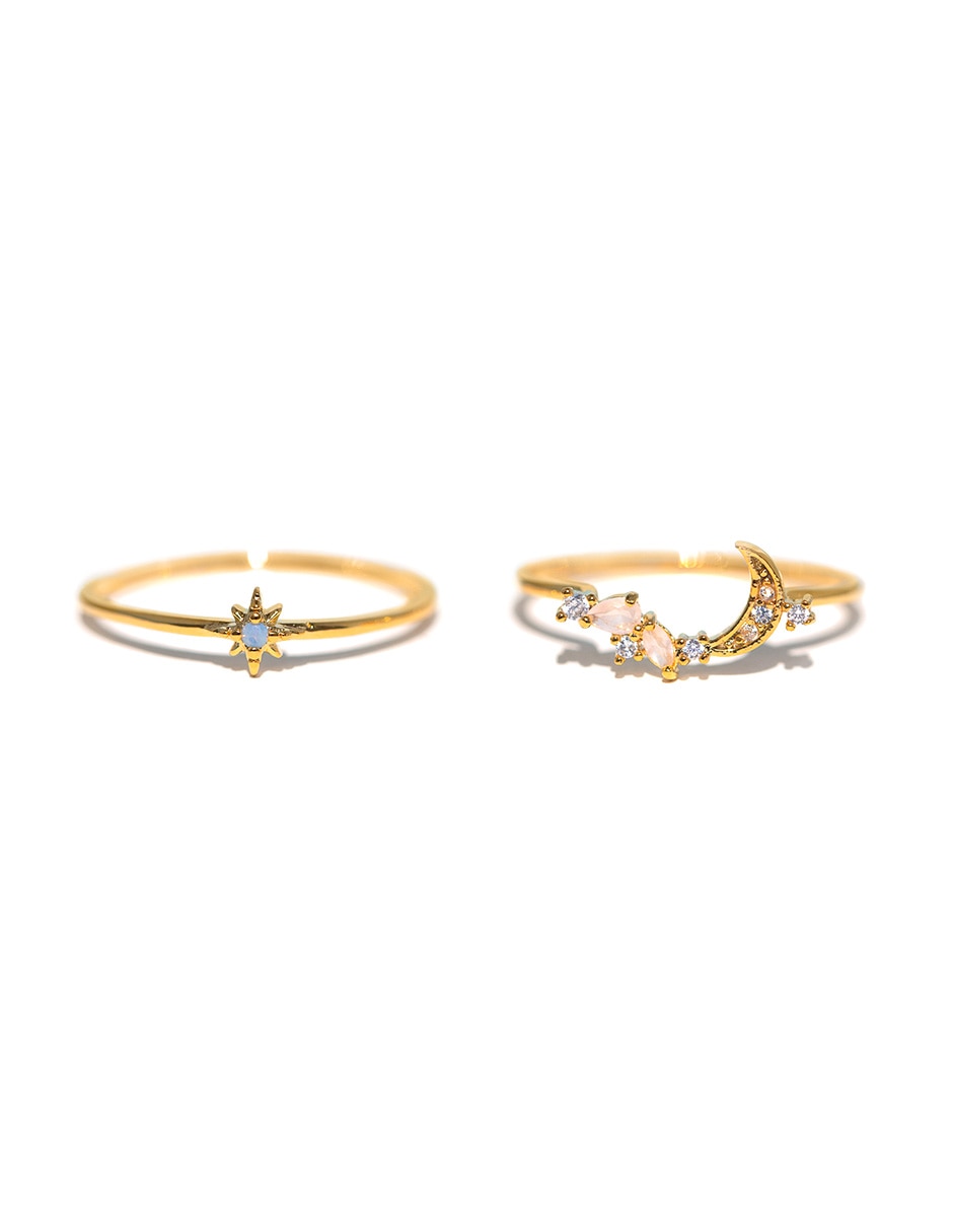 Anillo Celestia zirconia cúbica chapa de oro