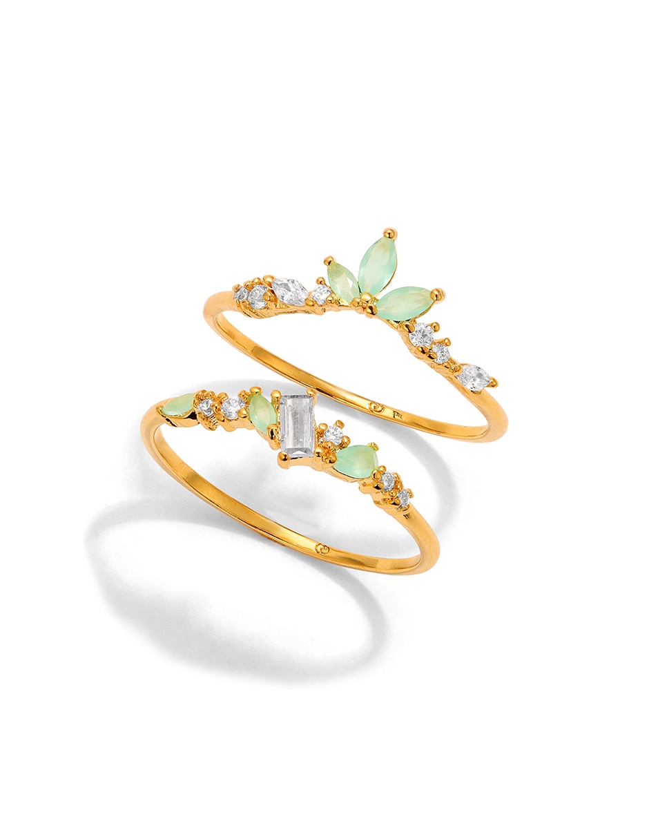 Set anillo zirconia cúbica chapa de oro