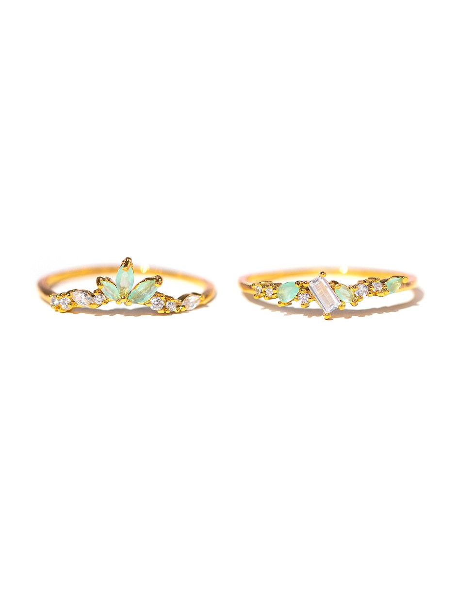 Set anillo zirconia cúbica chapa de oro 3
