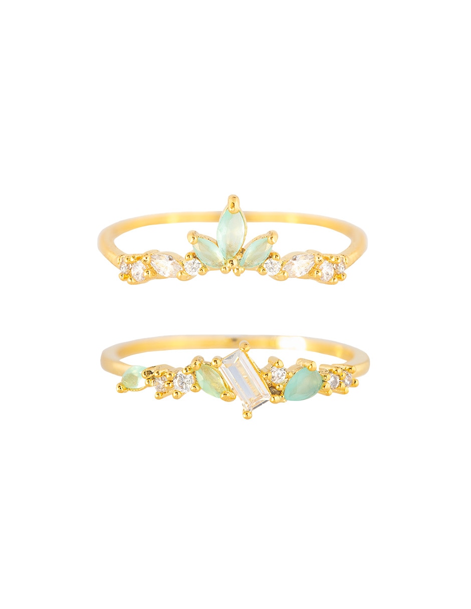 Set anillo zirconia cúbica chapa de oro 5