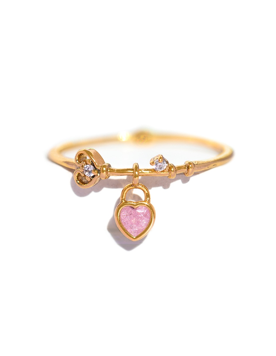 Anillo de corazón circonita chapa de oro