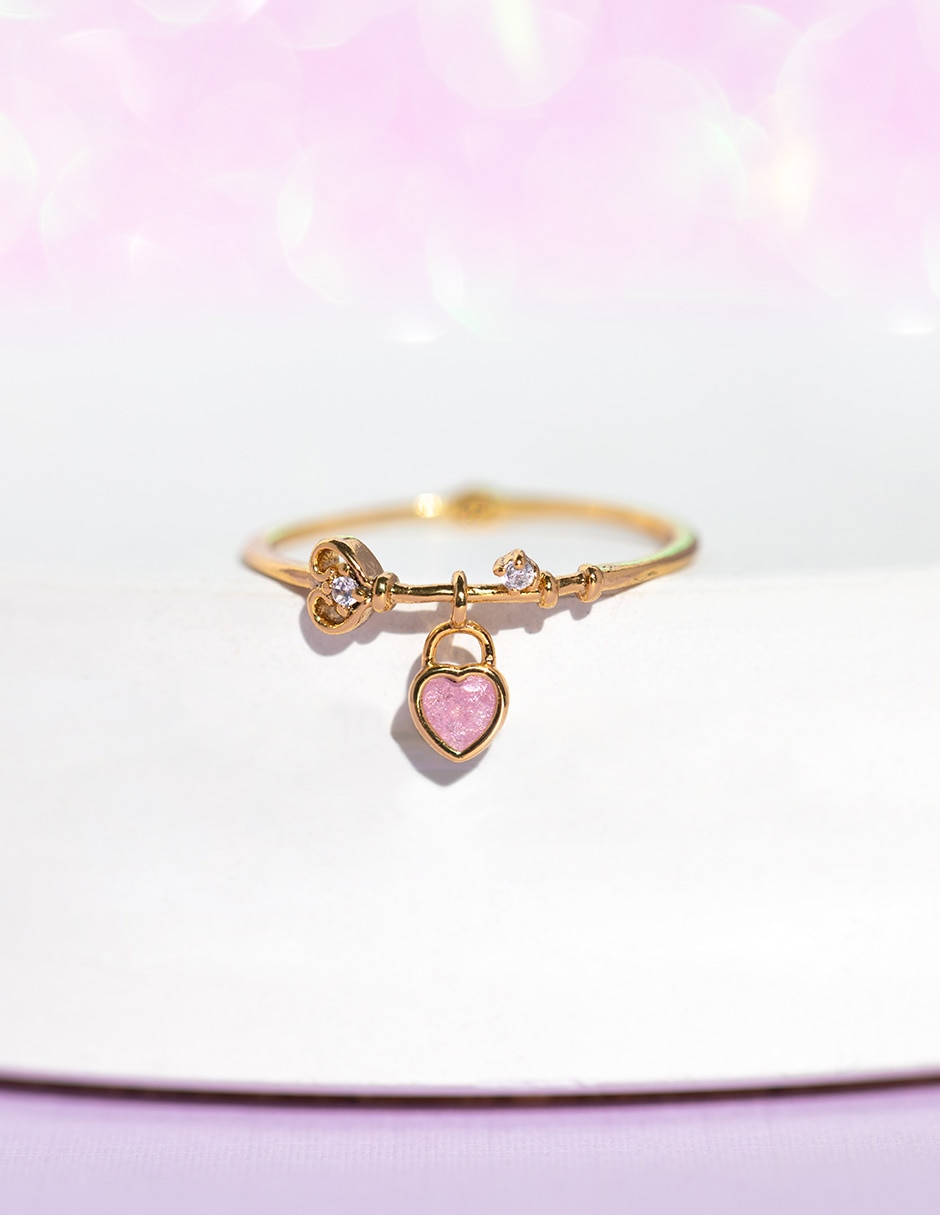 Anillo de corazón circonita chapa de oro 3